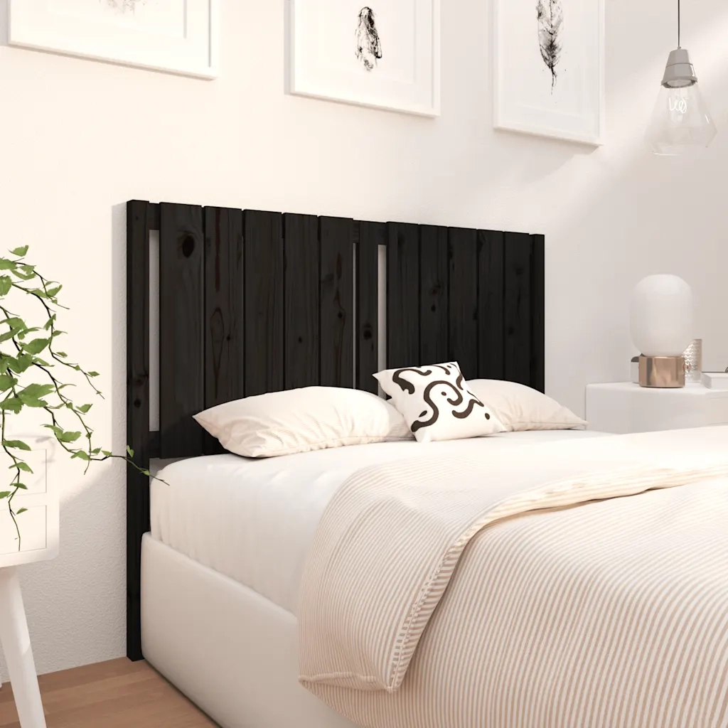 Testiera | Testata per Letto Nera 125,5x4x100cm in Legno Massello di Pino