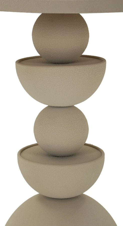 Tavolinetto Dune con Specchio Ø45x49,5 cm in Ferro e Specchio Crema