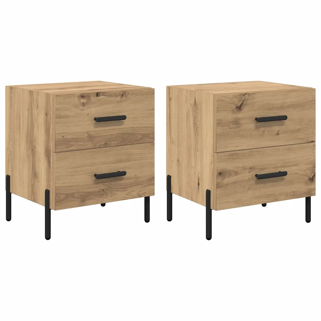 Armadio da Notte 2 pcs Rovere artigianale 40 x 35 x 47,5 cm