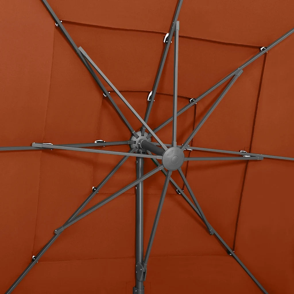Ombrello | Parasolne a 4 Livelli Palo in Alluminio 250x250 cm Terracotta
