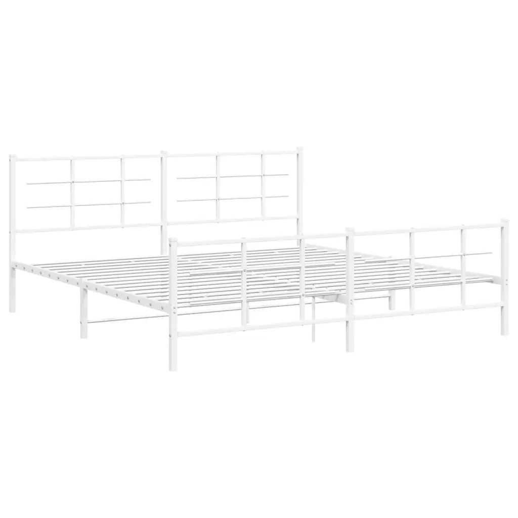Giroletto con Testiera e Pediera Metallo Bianco 193x203 cm 355634