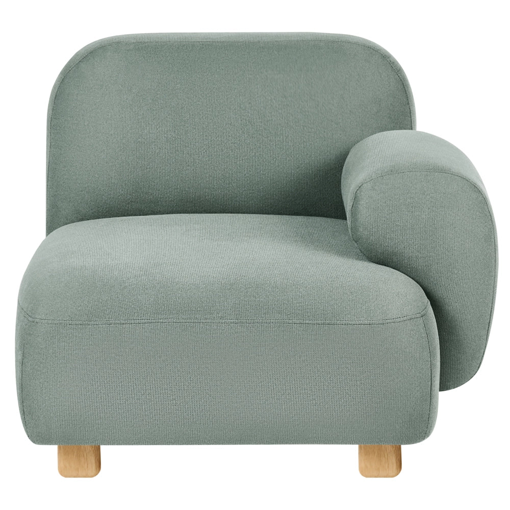 Divano componibile a 2 posti in tessuto due moduli angolari gambe in legno verde chiaro stile moderno