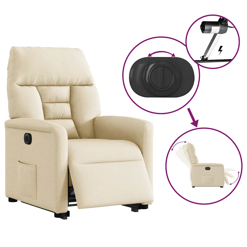 Poltrona Alzapersona Reclinabile Elettrica Crema in Tessuto 3303060