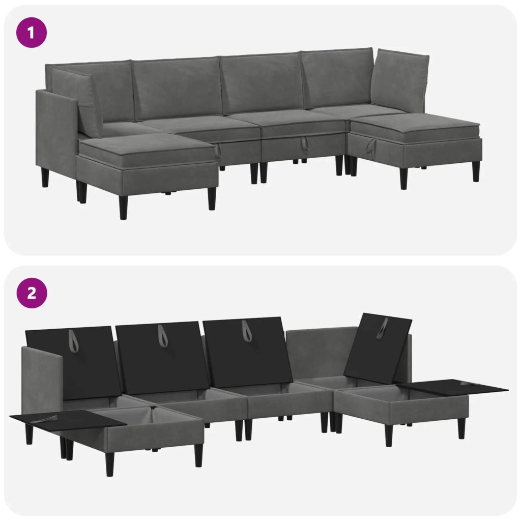 Set di mobili per il soggiorno 6 pcs Grigio Scuro Velluto