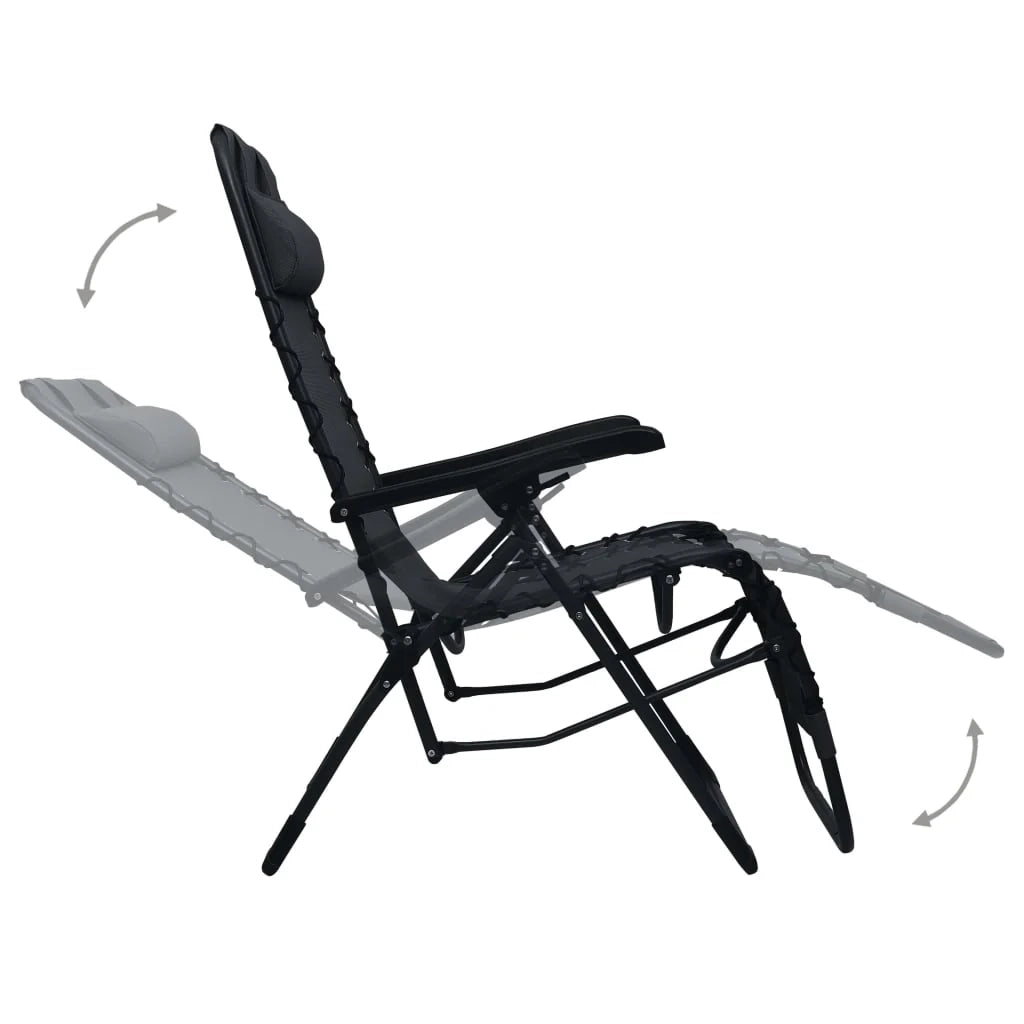 Sedia pieghevole da giardino e patio textilene nero 02_0011895