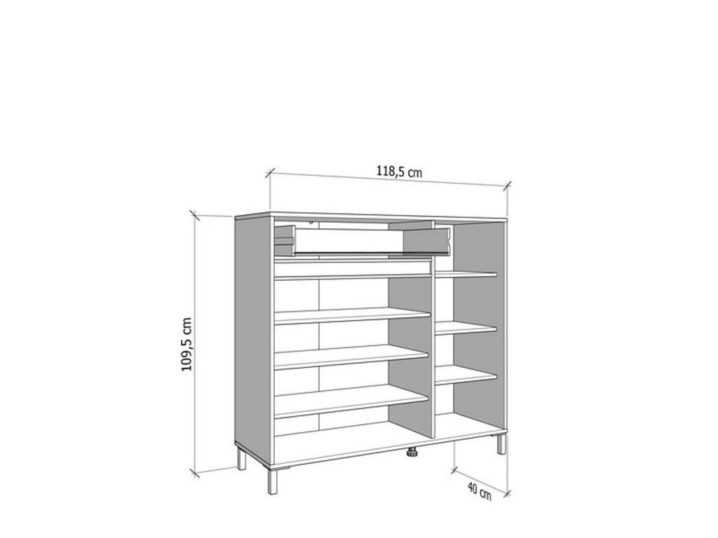 Mobile Portascarpe Orotelli, Scarpiera un Cassetto, 118.5x40x109.5h cm Marrone Rovere Nodi