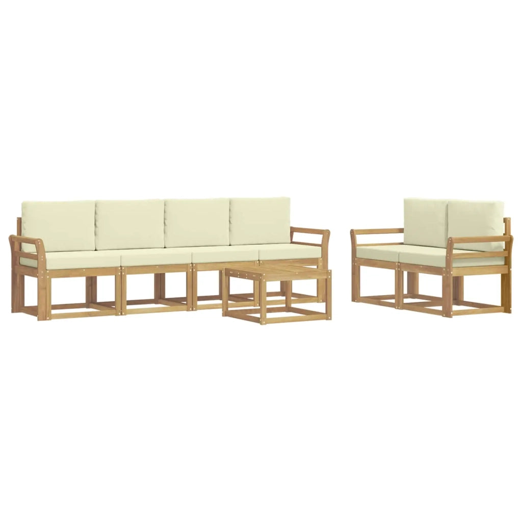 Set di divani da esterno con cuscino 7 pcs Bianco e Crema 3387279
