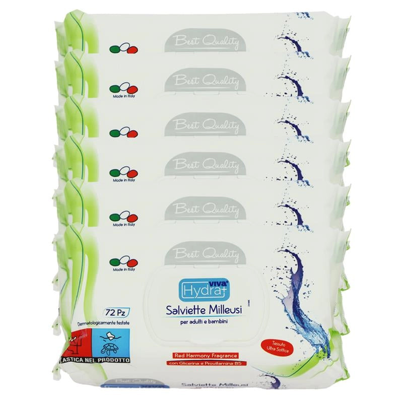 MAURY'S SET 6CF SALVIETTE DETERGENTI UMIDIFICATE MILLEUSI RED HARMONY 72PZ PER ADULTI E BAMBINI