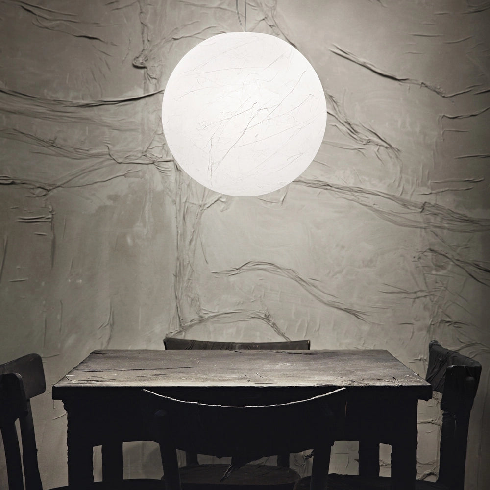 Sospensione Moderna Carta Metallo Bianco 1 Luce E27 D40Cm
