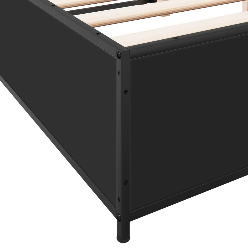 Giroletto Nero 150x200 cm in Legno Multistrato e Metallo 3279837