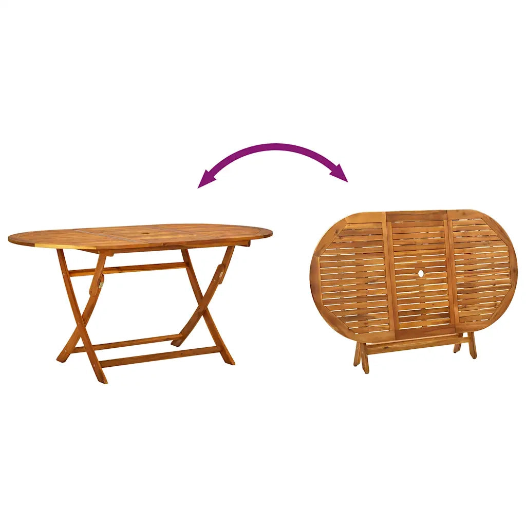 Set Pranzo da Giardino 9pz Legno Massello di Acacia e Textilene