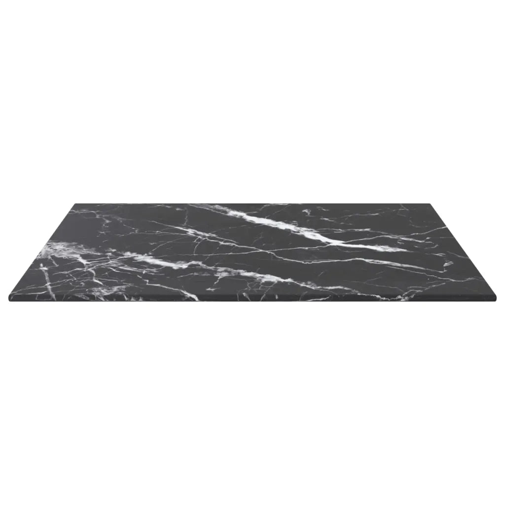 Piano Tavolo Nero 50x50 cm 6mm in Vetro Temperato Aspetto Marmo cod mxl 76622