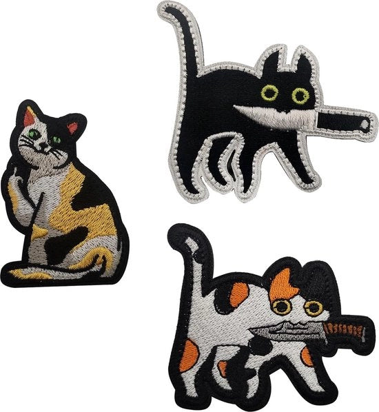 Cattiva gatta con spago PVC patch da cucire - Patches militari divertenti - Per bambini - Immagine da stirare adesiva - Striscia adesiva per T-shirt