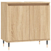 Mobiletto da bagno con gambe in ferro ampia capacità contenitiva 58 x 33 x 60 cm stile industriale legno di rovere Sonoma ingegnerizzato 02_0049016