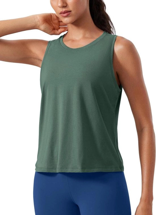 Crop Top con Collo Alto per Donna Fitness con Tela di Cotone Pima. Magliette da Ginnastica per Allenamento.