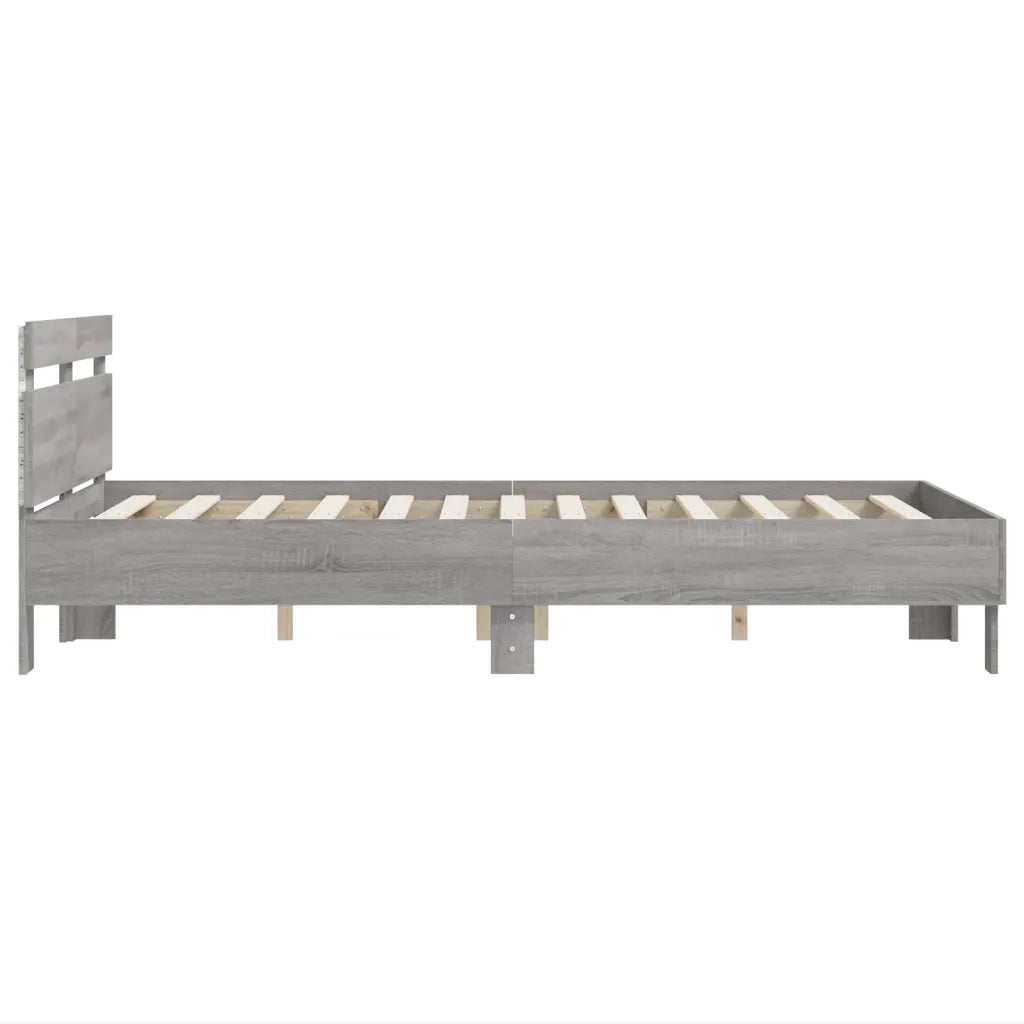 Giroletto con Testiera e LED-Struttura Letto con testiera Grigio Sonoma 135x190 cm 198567