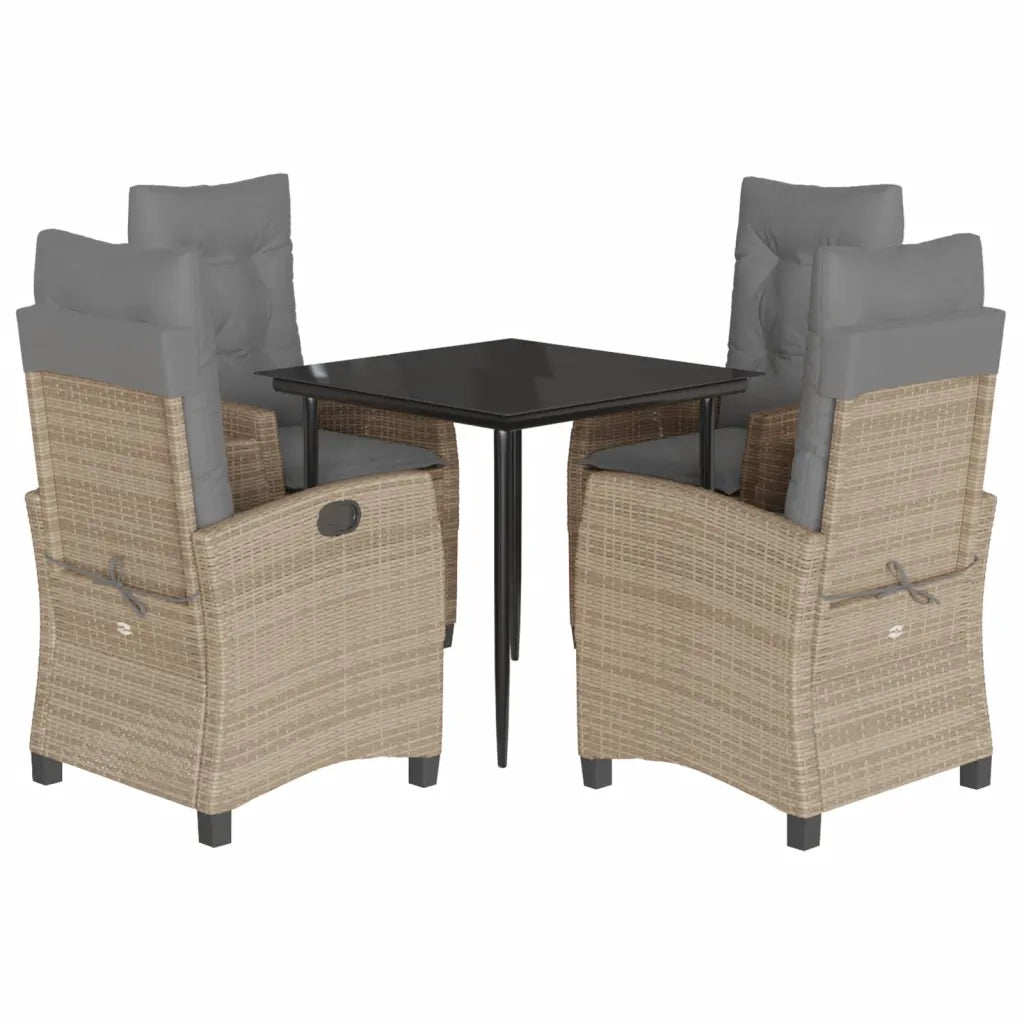 Set Pranzo da Giardino 5 pz con Cuscini Beige Misto Polyrattan 3212823