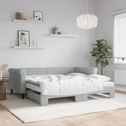 Divano Letto Estraibile Materassi Grigio Chiaro 90x190 Velluto