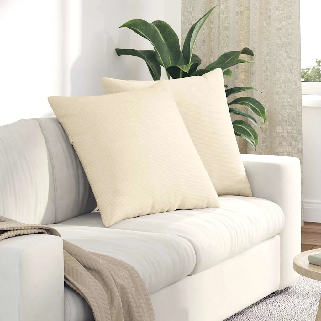 Cuscini da Divano 2 pcs Crema 80 x 80 cm Tessuto in Cords 42014077