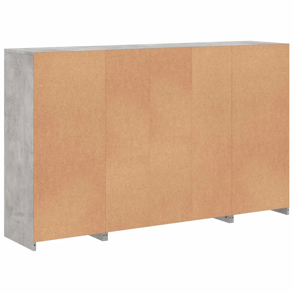 Credenze con Luci LED 3 pz Grigio Cemento in Legno Multistrato 3209138