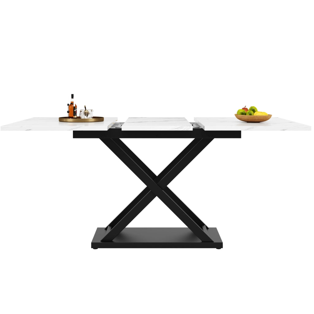 Tavolo da pranzo allungabile 120-160x80 cm bianco e nero