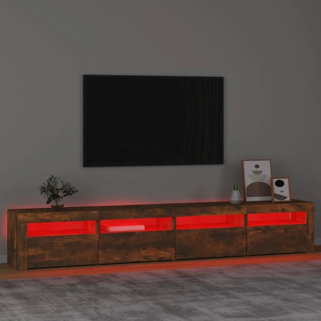 Mobile Porta TV con Luci LED-Mobile per TV-Credenza TV Rovere Fumo 240x35x40 cm 108689