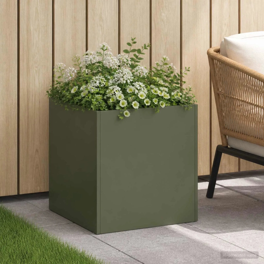Vaso da giardino Verde Oliva 25 x 25 x 25 cm 8004944