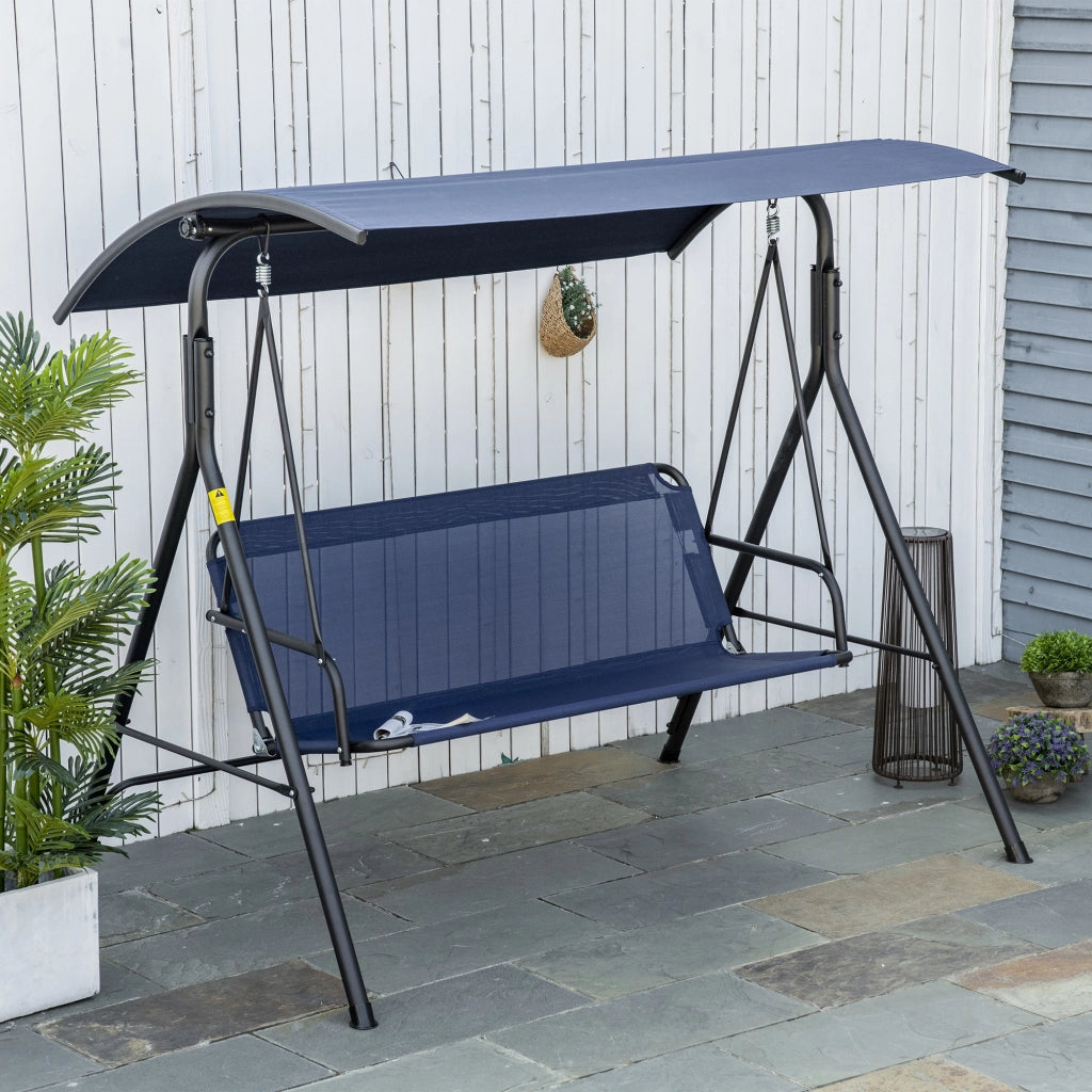 Dondolo da Giardino 3 Posti ¨C zephmum ¨C Tessuto Oxford, Blu Scuro