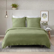 Set da letto 4 pezzi, 135 x 200 cm, set da letto verde, coperta 135 x 200 cm, microfibra morbida, 2 lenzuola e 2 federe 80 x 80 cm, con chiusura a cerniera
