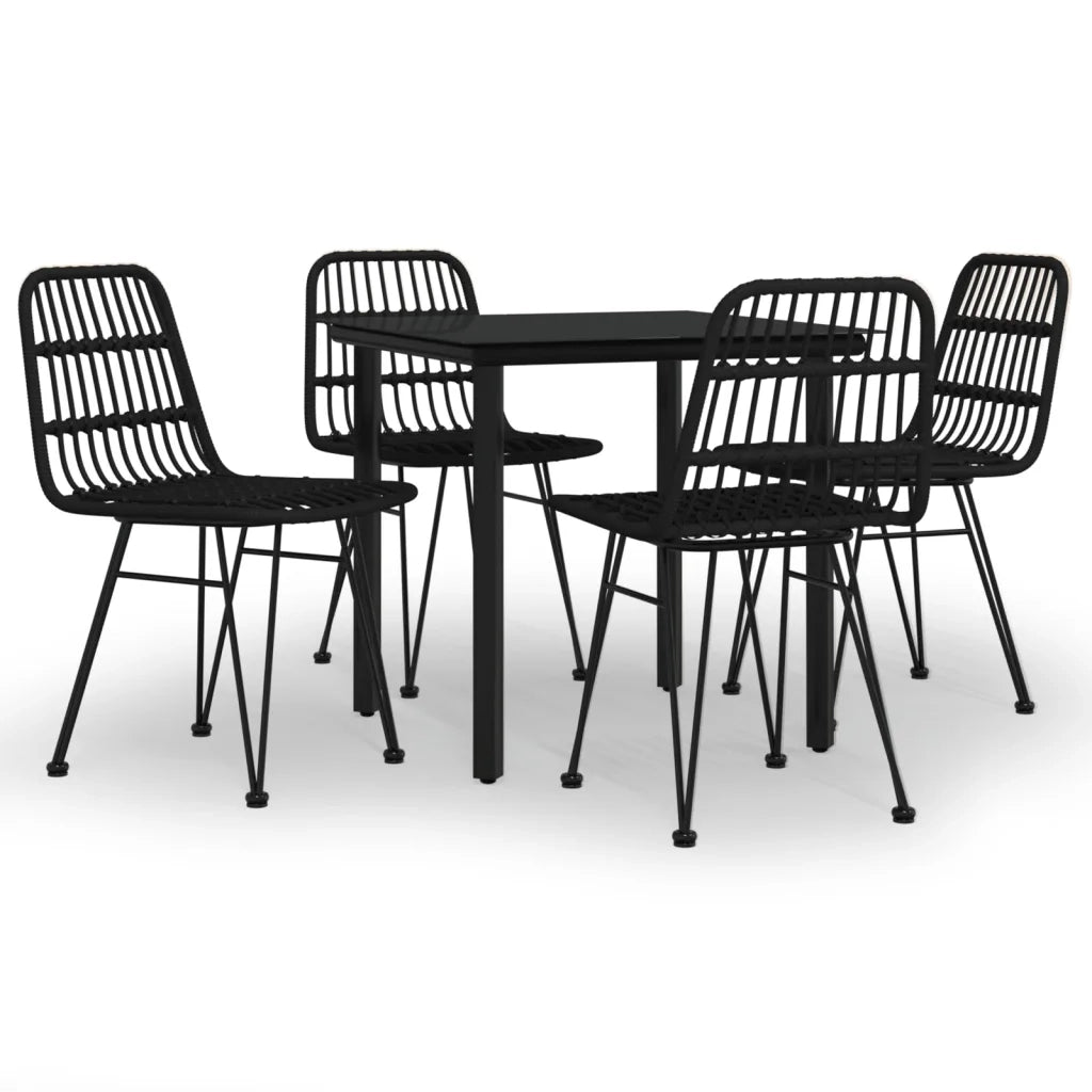 Set da Pranzo da Giardino 5 pz Nero in Polyrattan cod mxl 35594