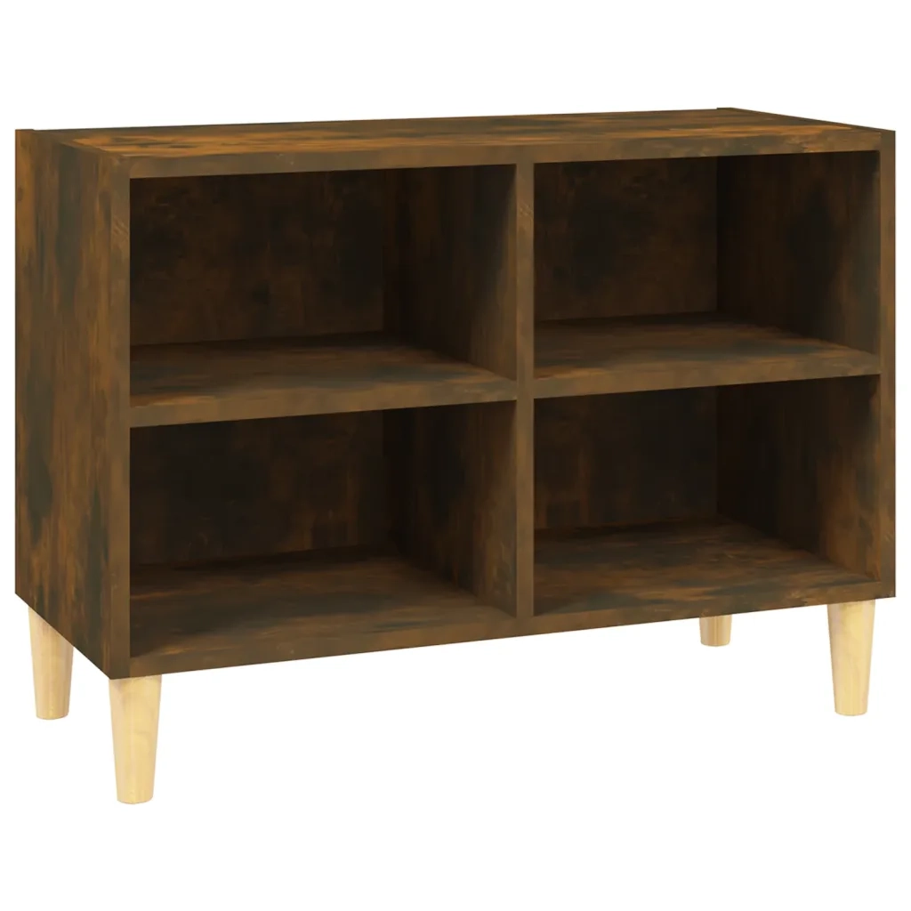 Mobile TV | Armadietto TV | Mobile Porta TV con Gambe in Legno Massello Rovere Fumo 69,5x30x50 cm