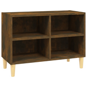 Mobile TV | Armadietto TV | Mobile Porta TV con Gambe in Legno Massello Rovere Fumo 69,5x30x50 cm