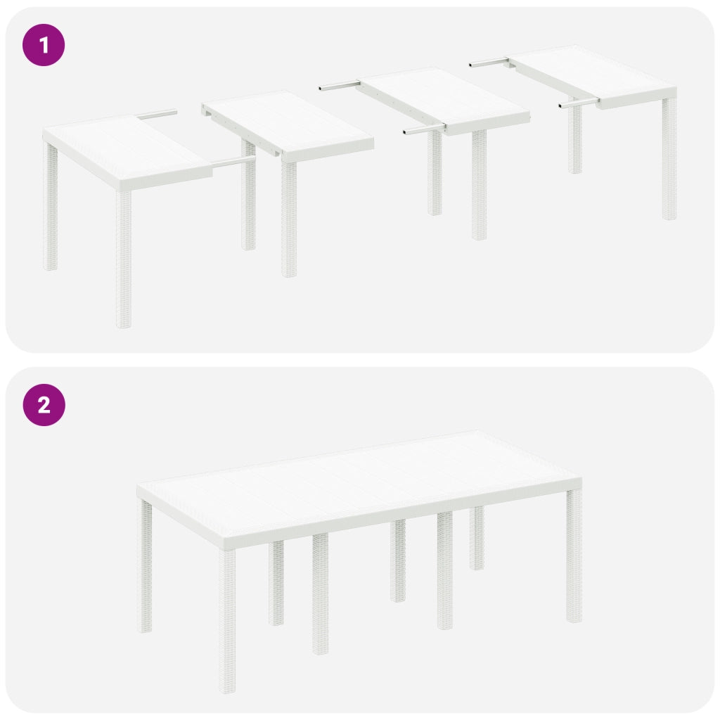 Set da Pranzo Giardino 9 Pezzi con Cuscini Bianco Polyrattan