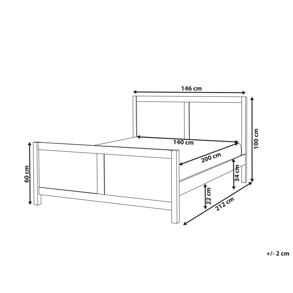 Letto Matrimoniale con Testiera Struttura a Doghe in Legno bianco 140 x 200 cm stile moderno