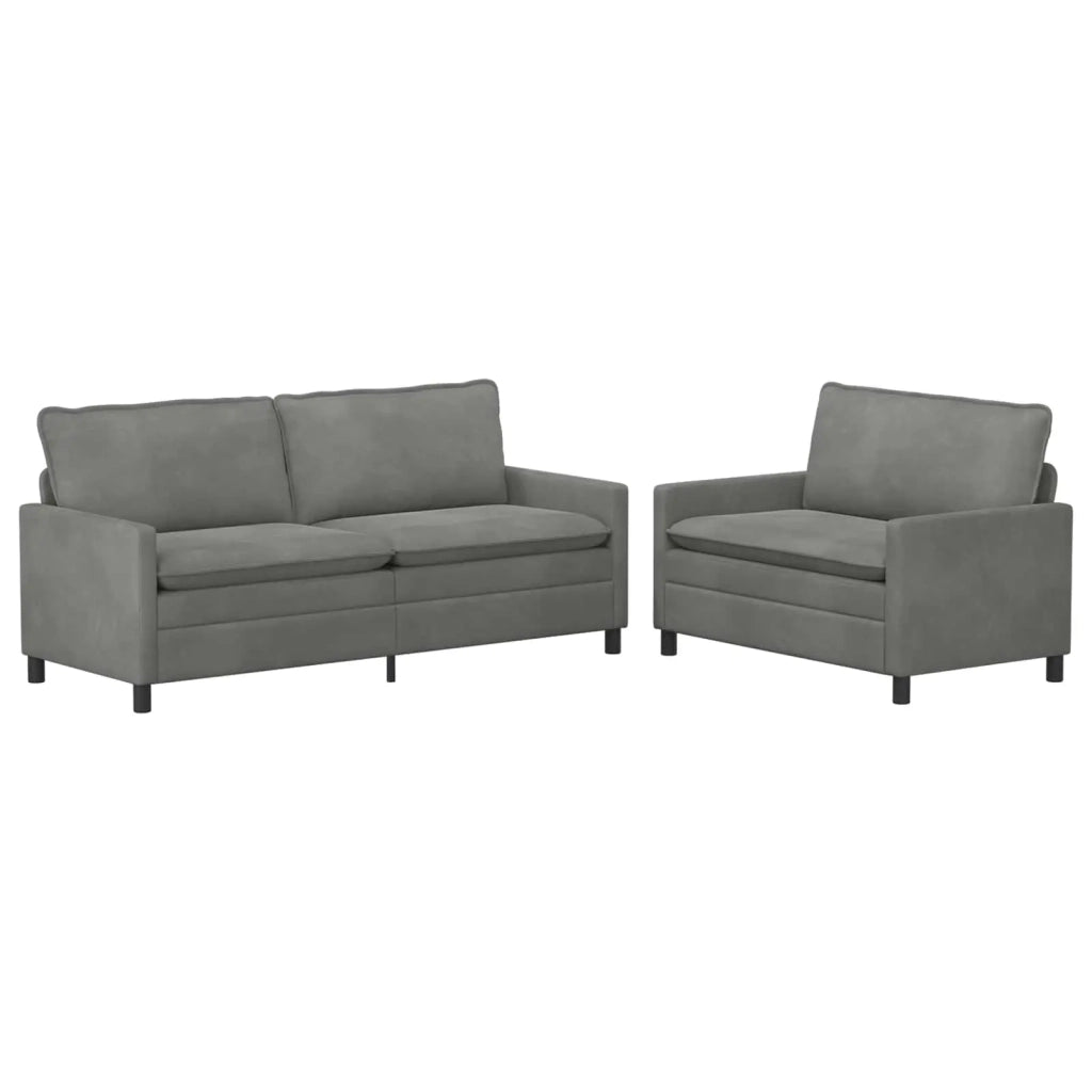 Set di divani 2 pcs Grigio Scuro Velluto