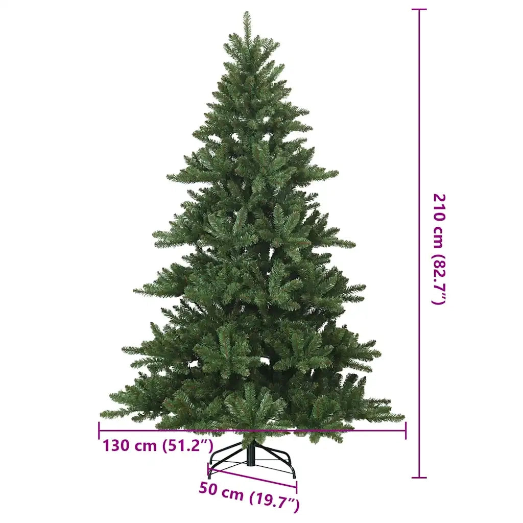 Albero di Natale Artificiale con Rami Pieghevoli Verde 210 cm