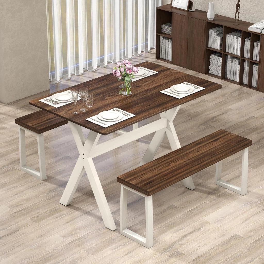 Tavolo da Pranzo per da 110 cm per 4-6 Persone, Tavolo Rettangolare in Legno con Piano Testurizzato in Effetto Legno, Tavolino Cucina per Soggiorno e Ufficio, 110 x 71 x 76 cm