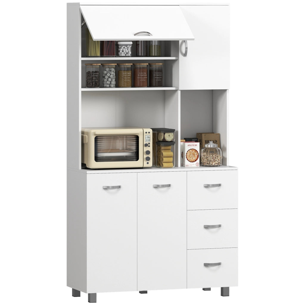 Credenza Bianco con Cassetti e Ante ¨C zephmum ¨C Bianco 100x39.5x183.5cm