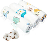 Set di asciugamani per bambino 3 pezzi, 100% cotone, dimensioni 85x85 cm, morbidi e colorati con disegni di animali