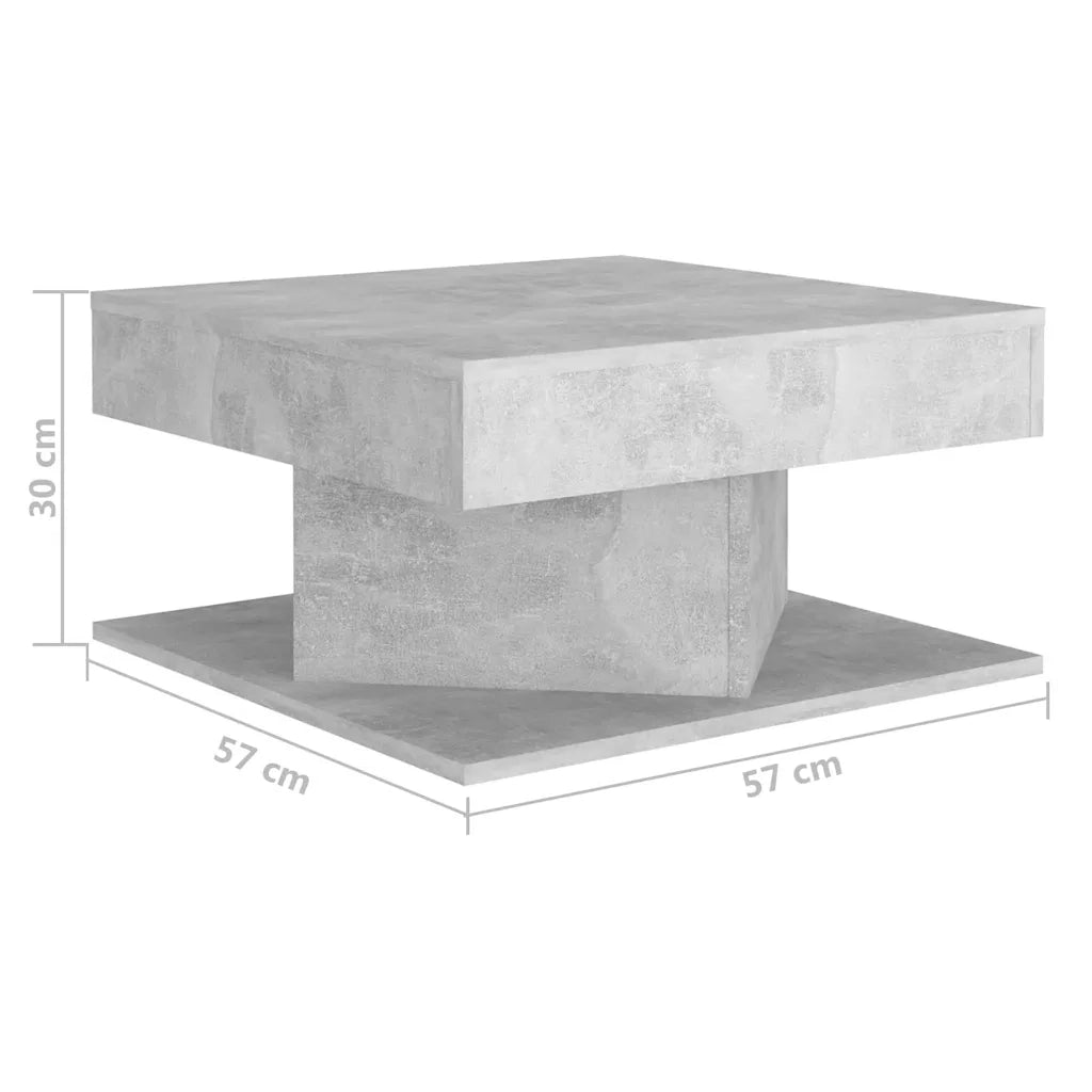 Tavolino da Salotto Grigio Cemento 57x57x30 cm in Truciolato