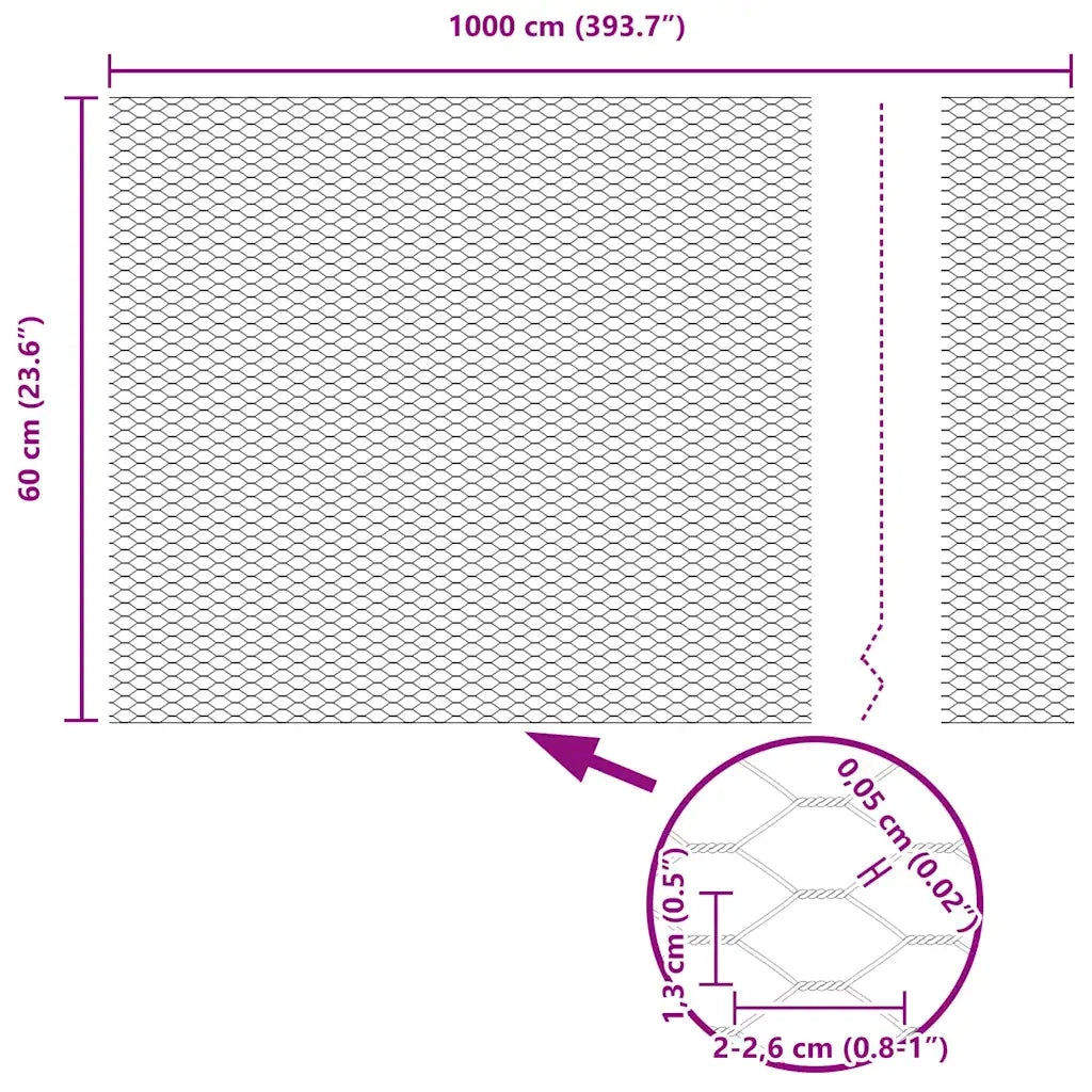 Recinzione Esagonale Argento 0,6 x 10 m Acciaio zincato 42005633