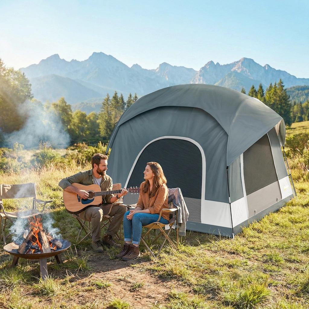 Tenda da campeggio 2-4 persone con 3 porte ¨C zephmum ¨C Blu scuro
