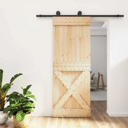Porta scorrevole Naturale e Nero 80 x 210 cm
