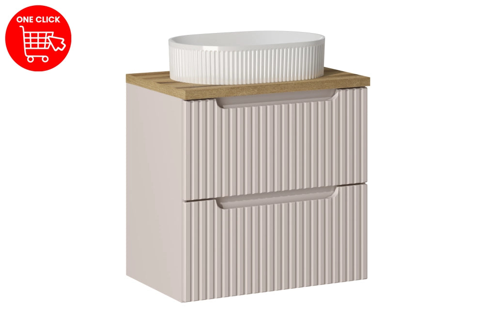 Set mobili bagno 60 cm con piano e lavabo da appoggio Beyond Nova Cashmere 60 x 1401 x 40 cm