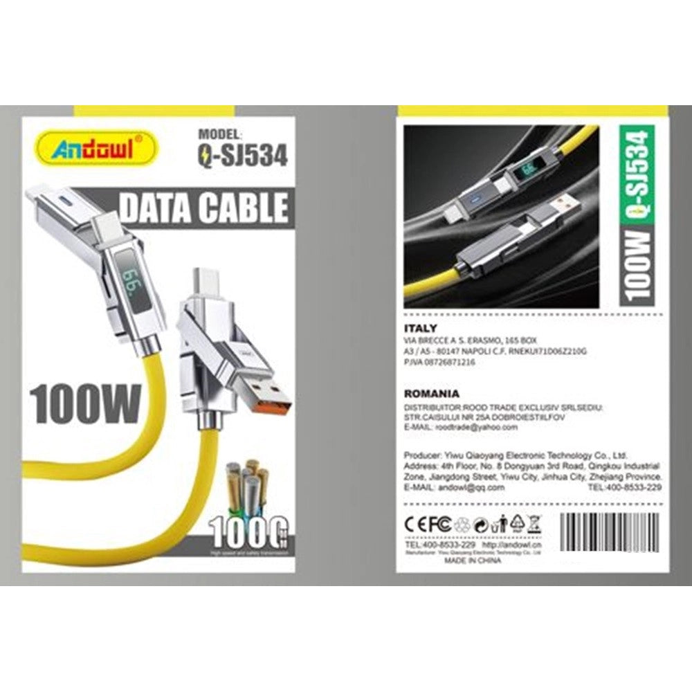 Trade Shop - Cavo Di Ricarica Dati Con Display Led 100w Da Type-c/usb A Type-c/lightning 1mt Q-sj534 -