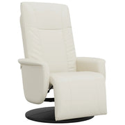 Poltrona | Sedia Relax Reclinabile con Poggiapiedi Crema in Similpelle