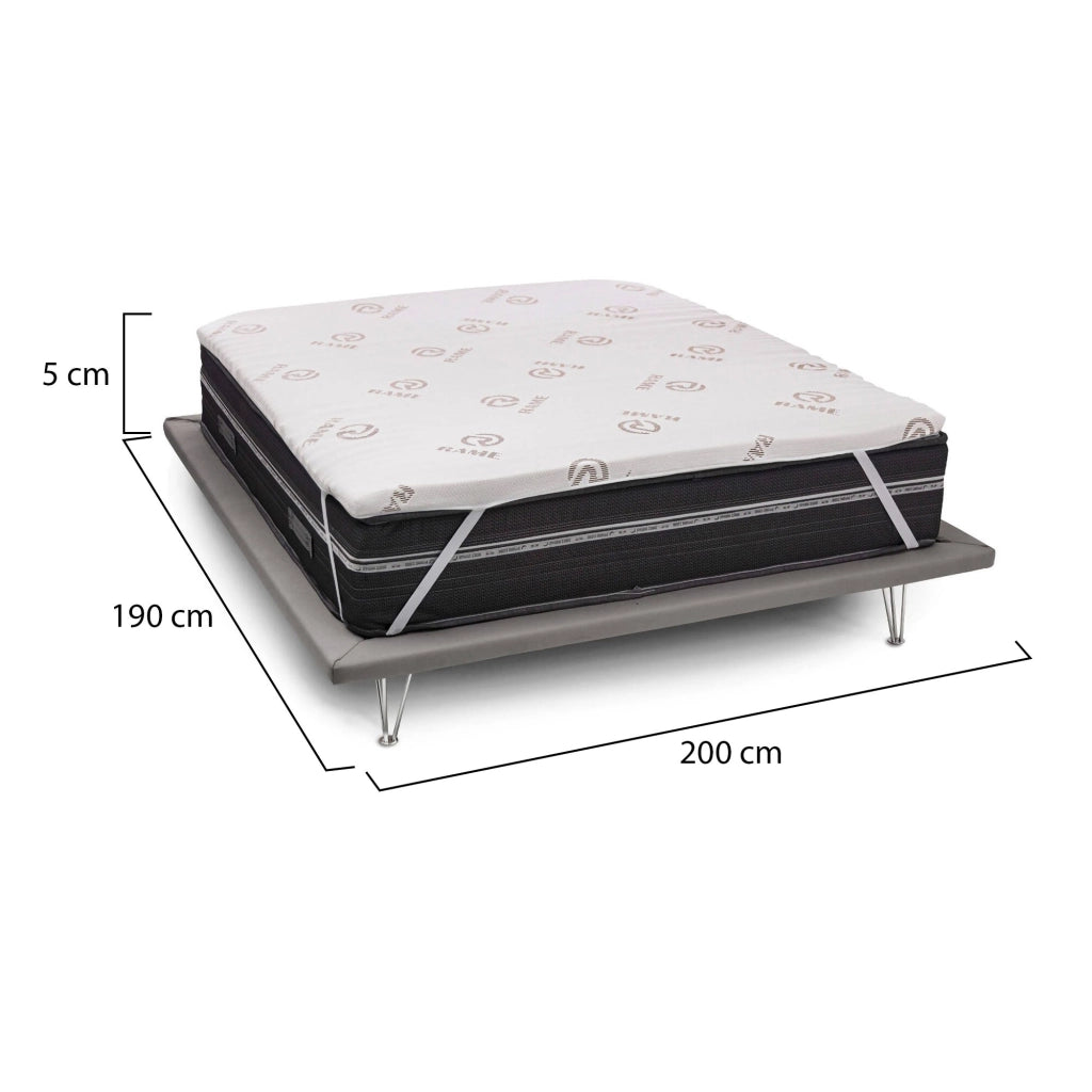 Afella, Topper Matrimoniale Sfoderabile Made in Italy, 190x200x5h cm Bianco