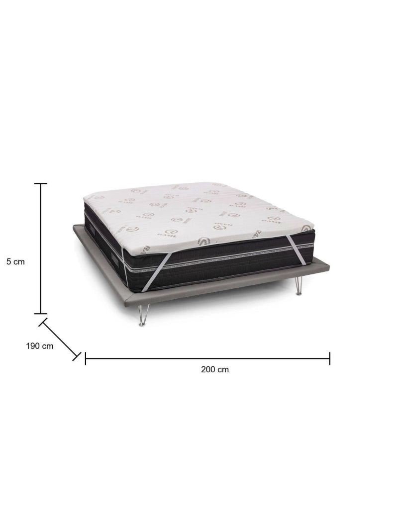 Afella, Topper Matrimoniale Sfoderabile Made in Italy, 190x200x5h cm Bianco