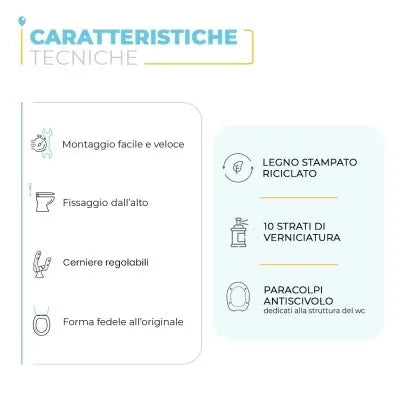 Copriwater dedicato per Serie Esedra Ideal Standard in legno bianco con cerniere