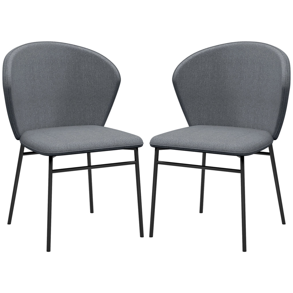 Set di 2 Sedie da Pranzo Imbottite in Tessuto ¨C Zephmum ¨C Grigio